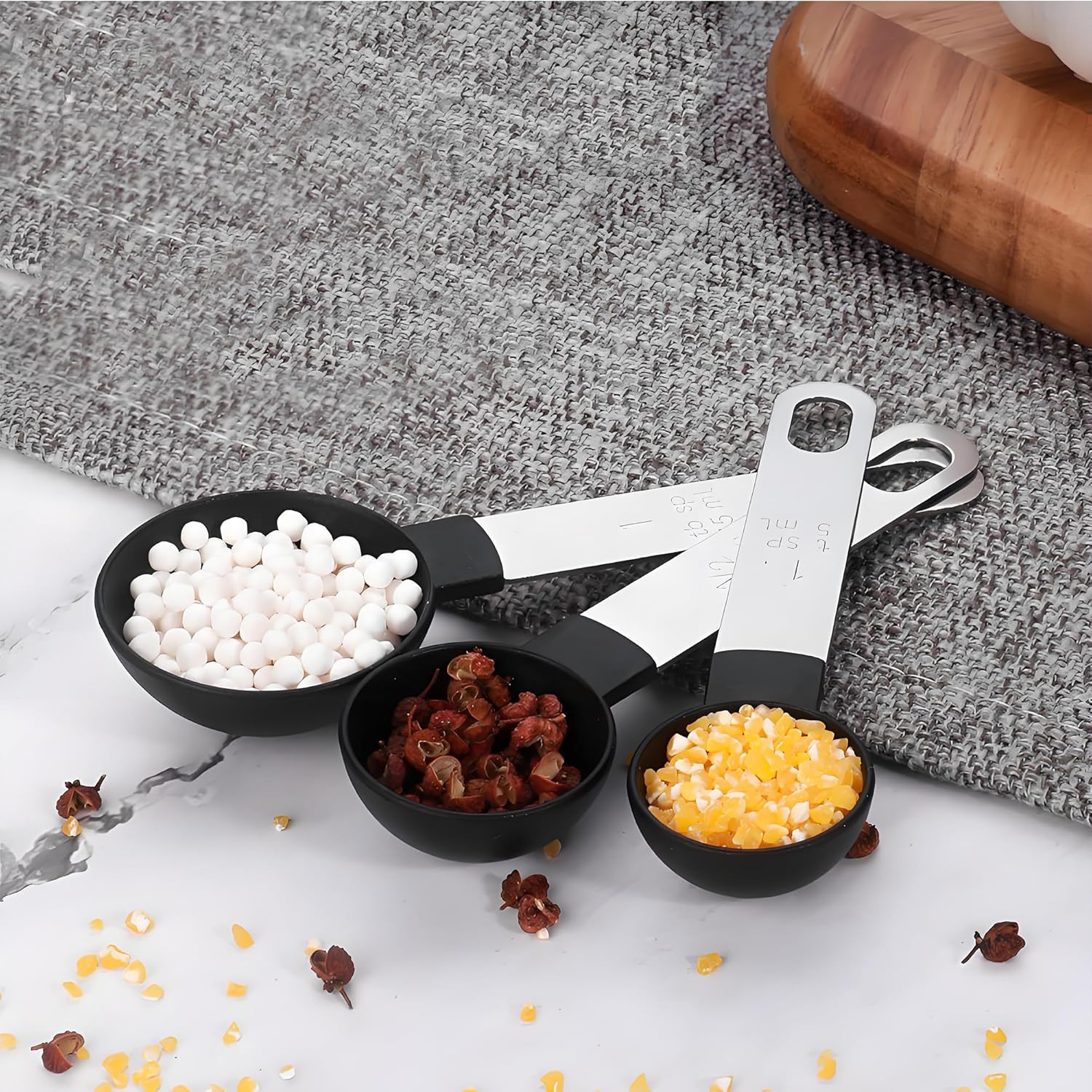 Measuring cup and spoon kitchen gadget set of 10 pieces, stackable stainless steel handle, measuring cup for measuring dry ingredients and liquid ingredients, suitable for baking, kitchen and cooking