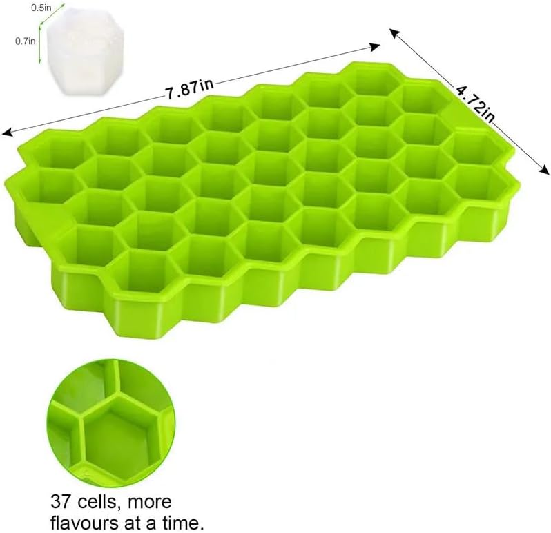 Ice Cube Trays for Freezer, Ice Cube Tray with Lid, Silicone Ice Cube Mold with Lid-37 Grid,Easy-Release Reusable Small Ice Cube for Iced Coffee Cocktail Whisky Chocolate Soup Food