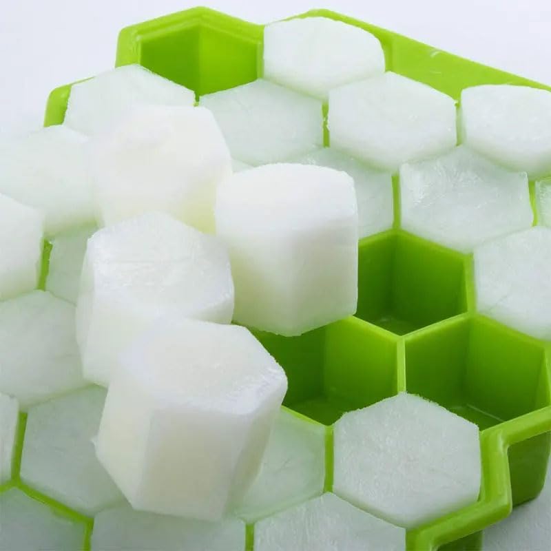 Ice Cube Trays for Freezer, Ice Cube Tray with Lid, Silicone Ice Cube Mold with Lid-37 Grid,Easy-Release Reusable Small Ice Cube for Iced Coffee Cocktail Whisky Chocolate Soup Food