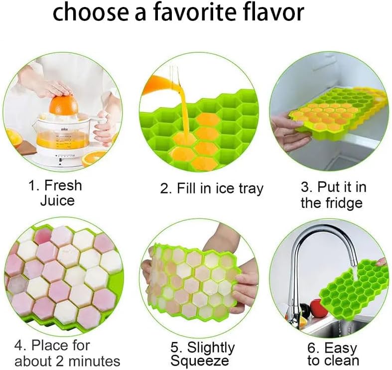 Ice Cube Trays for Freezer, Ice Cube Tray with Lid, Silicone Ice Cube Mold with Lid-37 Grid,Easy-Release Reusable Small Ice Cube for Iced Coffee Cocktail Whisky Chocolate Soup Food