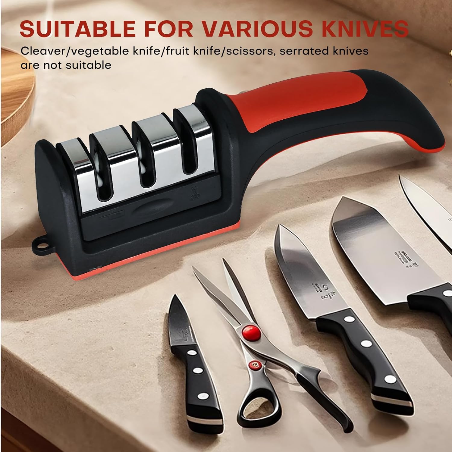 Portable household quick knife sharpener for outdoor camping, suitable for four-slot knife sharpener design, manual knife sharpener