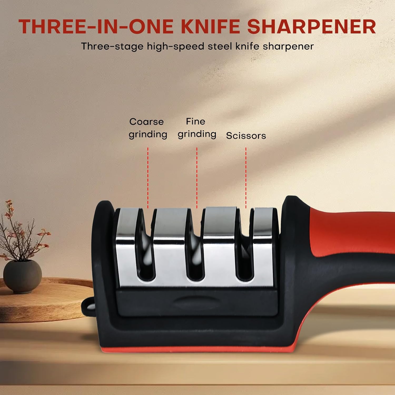 Portable household quick knife sharpener for outdoor camping, suitable for four-slot knife sharpener design, manual knife sharpener
