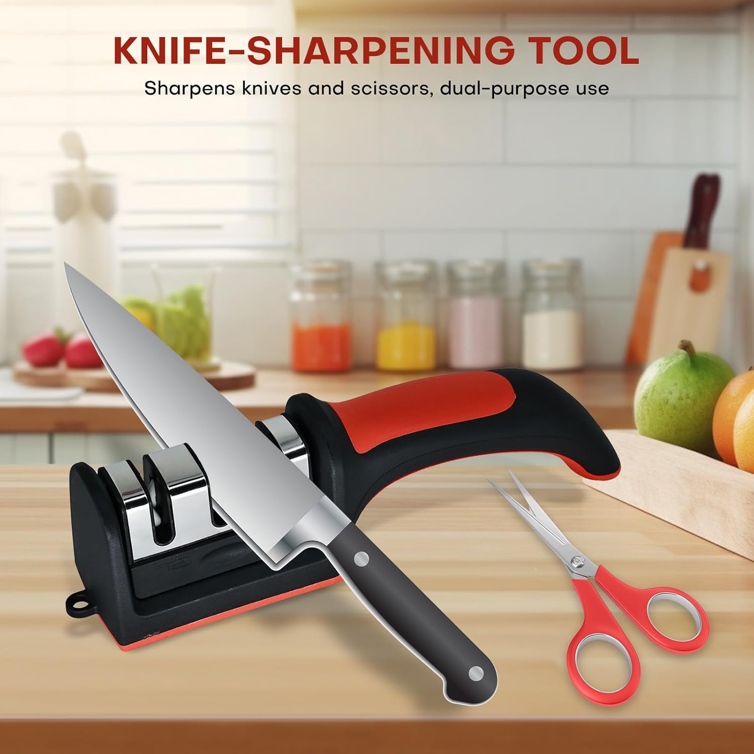 Portable household quick knife sharpener for outdoor camping, suitable for four-slot knife sharpener design, manual knife sharpener