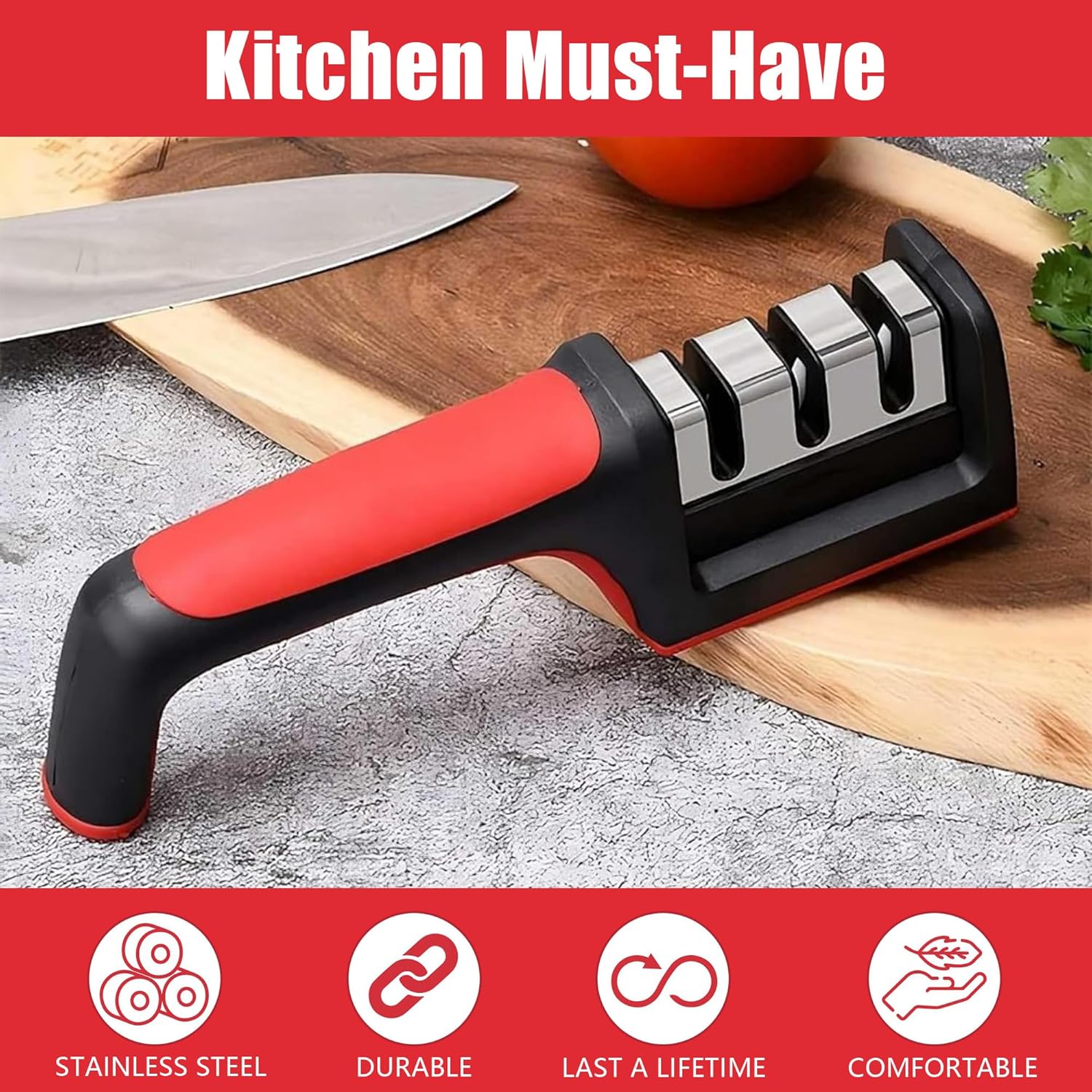 Portable household quick knife sharpener for outdoor camping, suitable for four-slot knife sharpener design, manual knife sharpener