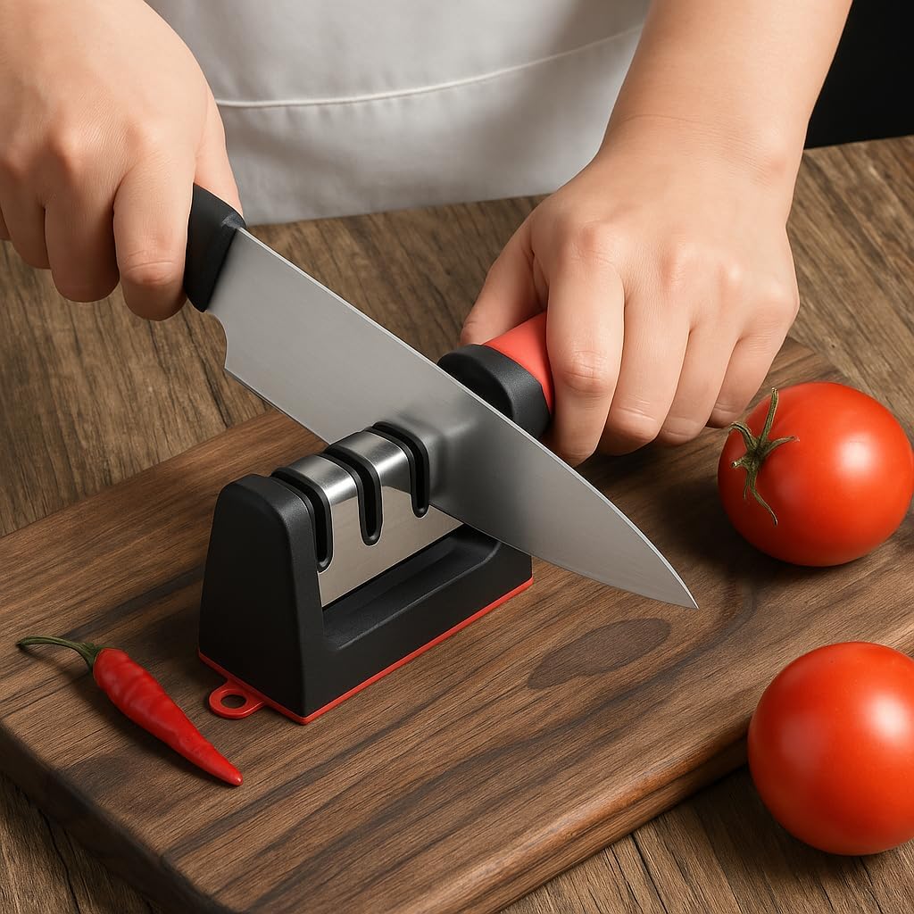 Portable household quick knife sharpener for outdoor camping, suitable for four-slot knife sharpener design, manual knife sharpener