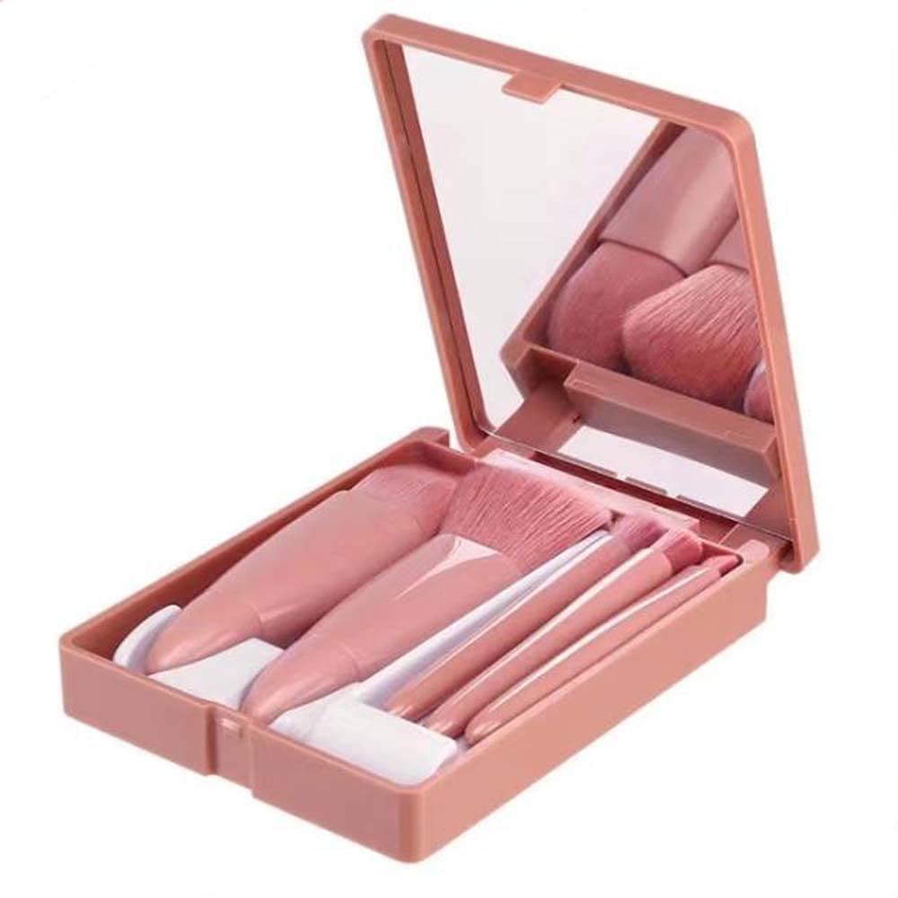 5 easy-to-carry travel makeup brush sets, including mirror, boxed makeup brush set, multi-function powder brush, blush brush with mirror box, mini multi-function powder brush, foundation brush, eyesha
