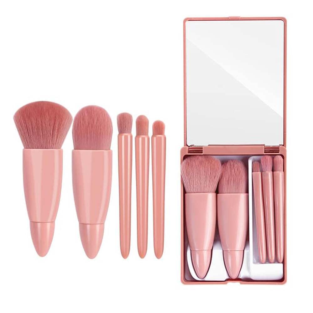 5 easy-to-carry travel makeup brush sets, including mirror, boxed makeup brush set, multi-function powder brush, blush brush with mirror box, mini multi-function powder brush, foundation brush, eyesha