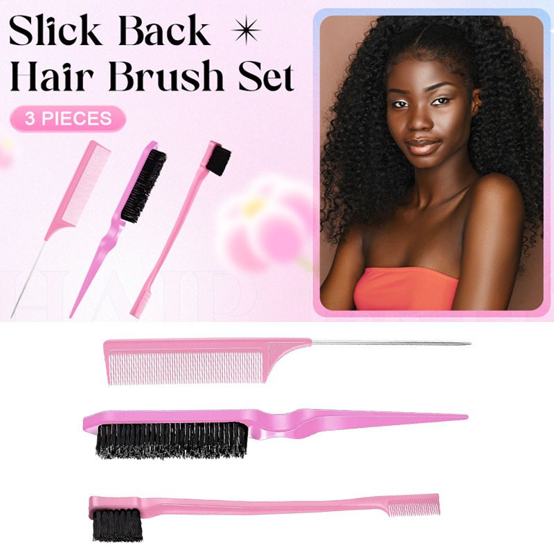 11 Pcs Hair Brush Set with Hair Spray Bottle for Toddlers, Women, Detangling Brush for Wet Dry Curly Hair, Edge Bristles Wide Tooth Rat Tail Combs for Baby Girls (pink)