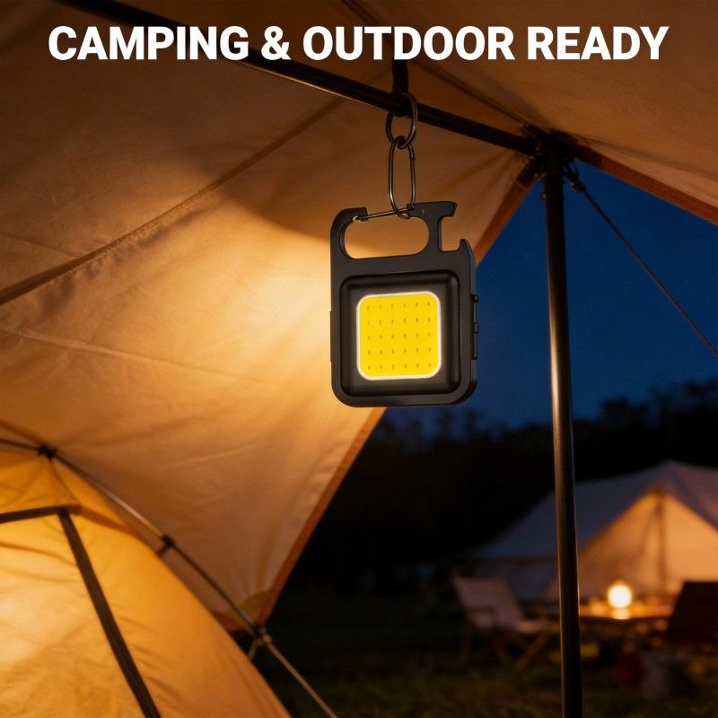 Rechargeable Keychain Flashlight , High Lumen Super Bright LED Work Light with Magnet,Clip,Bottle Opener for Dog Walking,Car Repair, Emergency,Camping,EDC