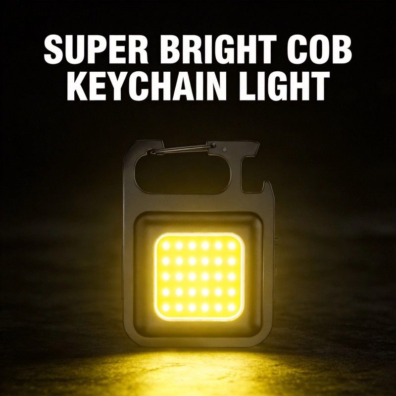 Rechargeable Keychain Flashlight , High Lumen Super Bright LED Work Light with Magnet,Clip,Bottle Opener for Dog Walking,Car Repair, Emergency,Camping,EDC