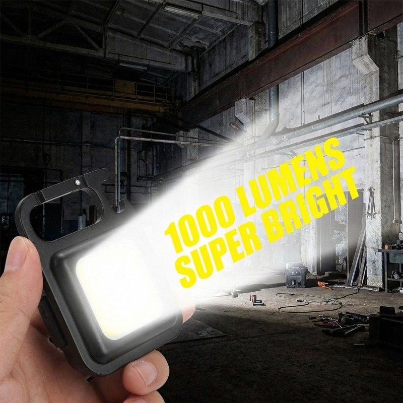 Rechargeable Keychain Flashlight , High Lumen Super Bright LED Work Light with Magnet,Clip,Bottle Opener for Dog Walking,Car Repair, Emergency,Camping,EDC