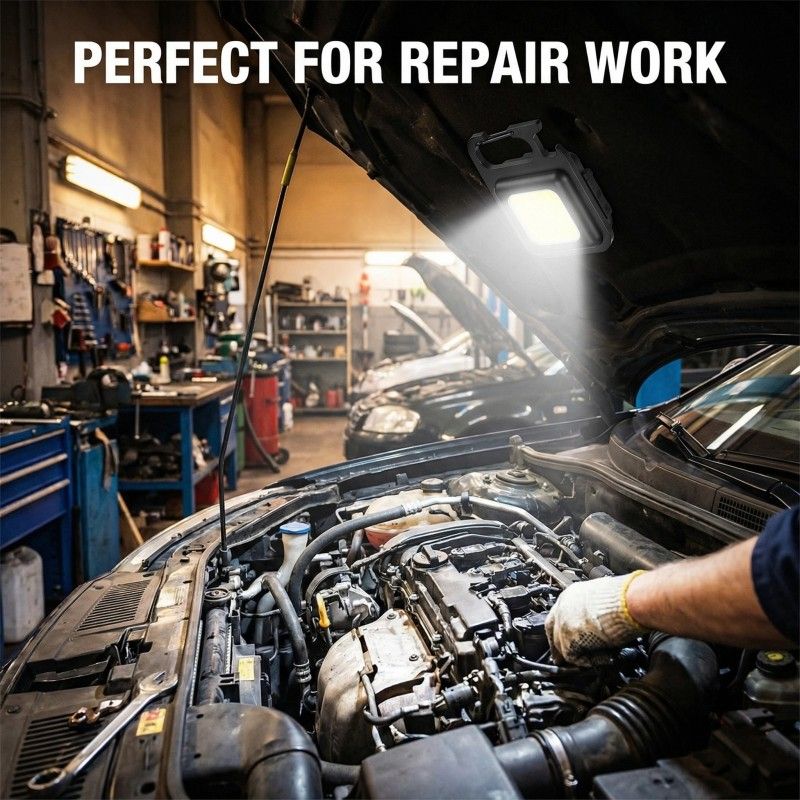 Rechargeable Keychain Flashlight , High Lumen Super Bright LED Work Light with Magnet,Clip,Bottle Opener for Dog Walking,Car Repair, Emergency,Camping,EDC