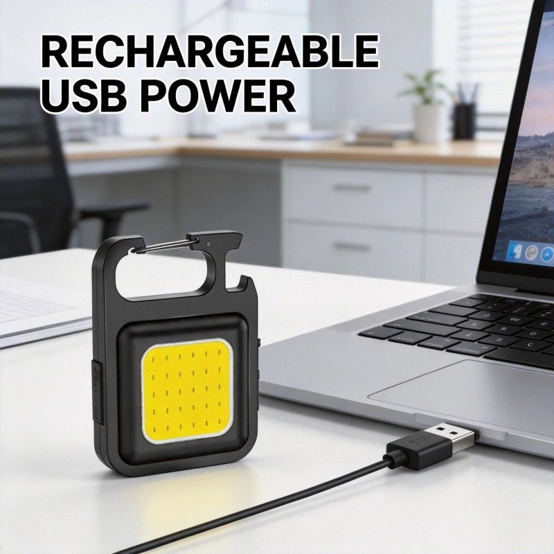 Rechargeable Keychain Flashlight , High Lumen Super Bright LED Work Light with Magnet,Clip,Bottle Opener for Dog Walking,Car Repair, Emergency,Camping,EDC