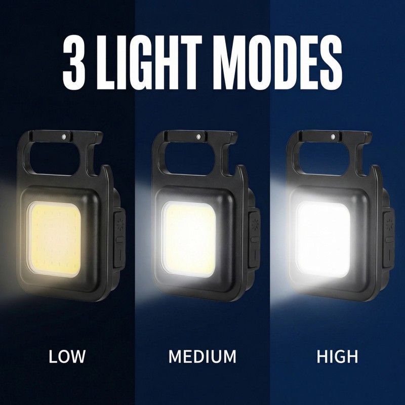 Rechargeable Keychain Flashlight , High Lumen Super Bright LED Work Light with Magnet,Clip,Bottle Opener for Dog Walking,Car Repair, Emergency,Camping,EDC