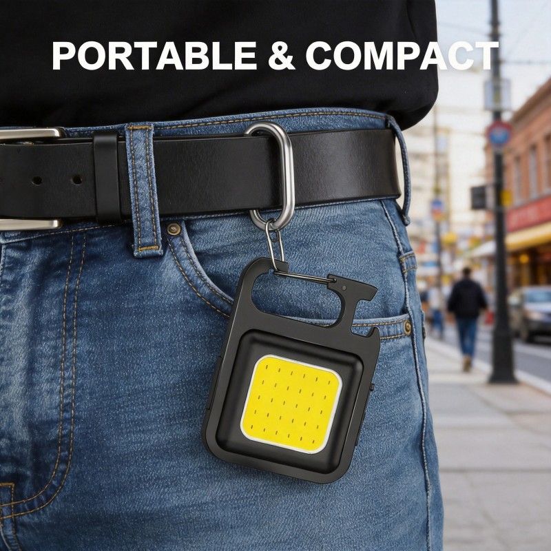 Rechargeable Keychain Flashlight , High Lumen Super Bright LED Work Light with Magnet,Clip,Bottle Opener for Dog Walking,Car Repair, Emergency,Camping,EDC