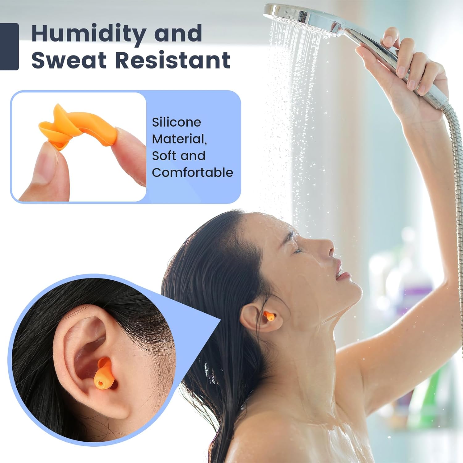 10 Pairs Silicone Ear Plugs, Reusable Earplugs for Noise Reduction, Corded EarPlug for Sleeping Noise Cancelling, Ear Plug with String Individual Packing