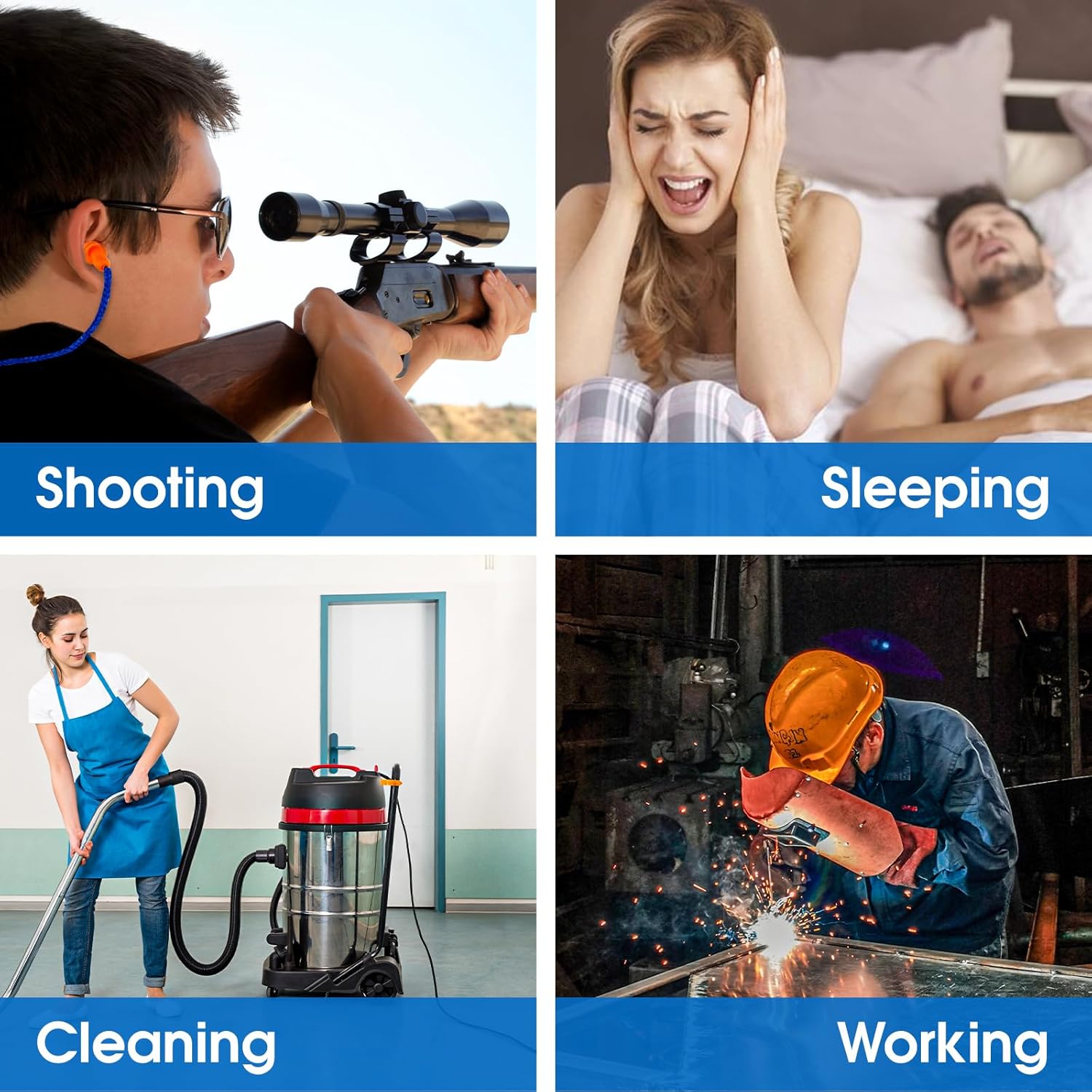 10 Pairs Silicone Ear Plugs, Reusable Earplugs for Noise Reduction, Corded EarPlug for Sleeping Noise Cancelling, Ear Plug with String Individual Packing