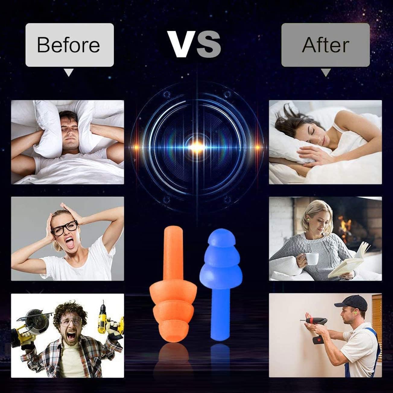 EarPlugs for Sleeping,5 Pairs Noise Canceling Soft Reusable Silicone Earplugs Waterproof Noise Reduction Earplugs for Concert,Swimming,Study,Loud Noise,Snoring