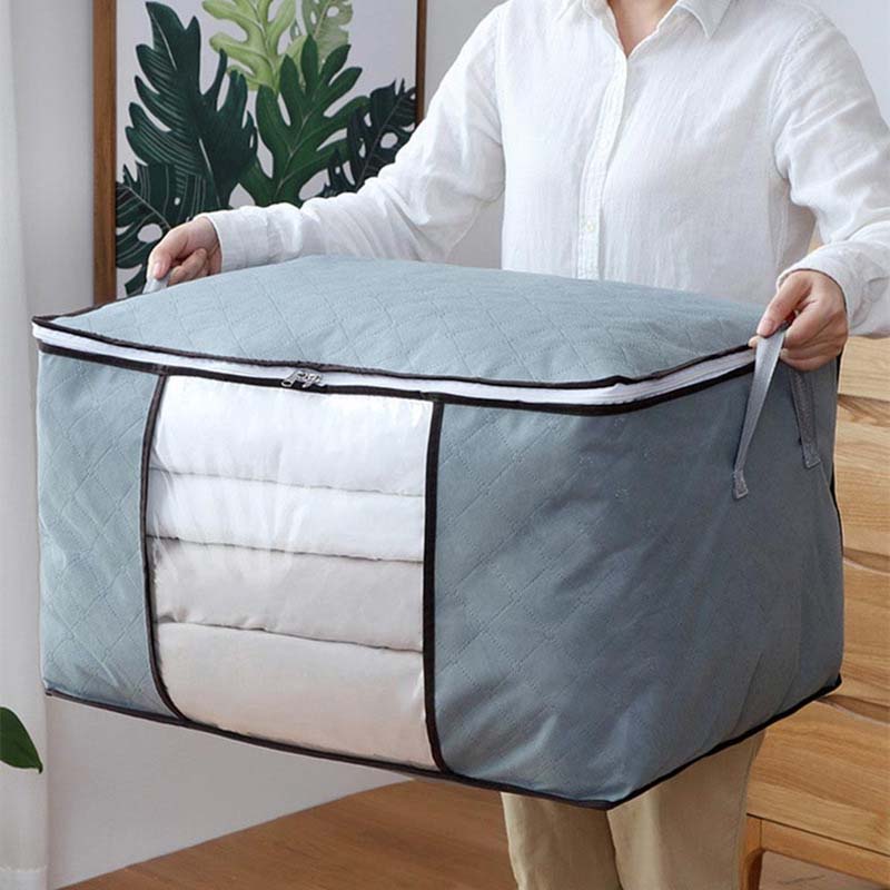 Foldable Storage Bag, Portable Clothing Storage Box, Non-woven Household Storage Box - Grey