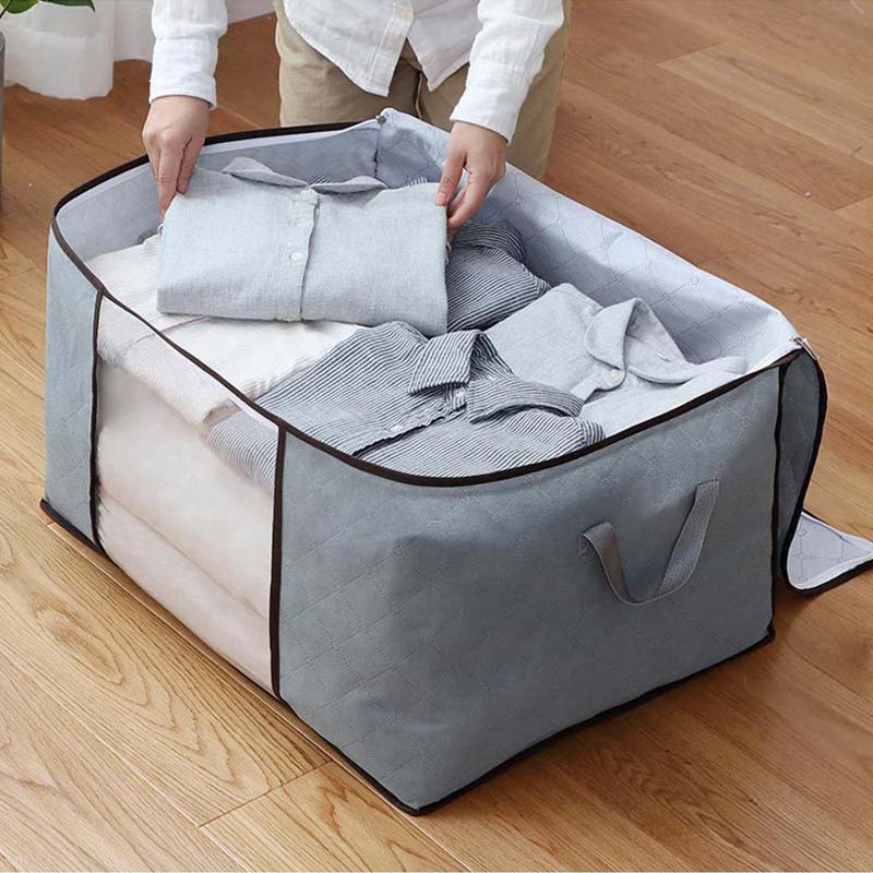 Foldable Storage Bag, Portable Clothing Storage Box, Non-woven Household Storage Box - Grey