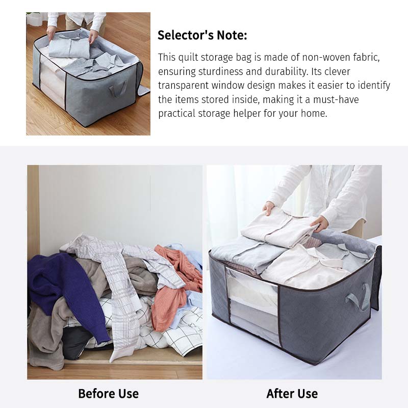 Foldable Storage Bag, Portable Clothing Storage Box, Non-woven Household Storage Box - Grey