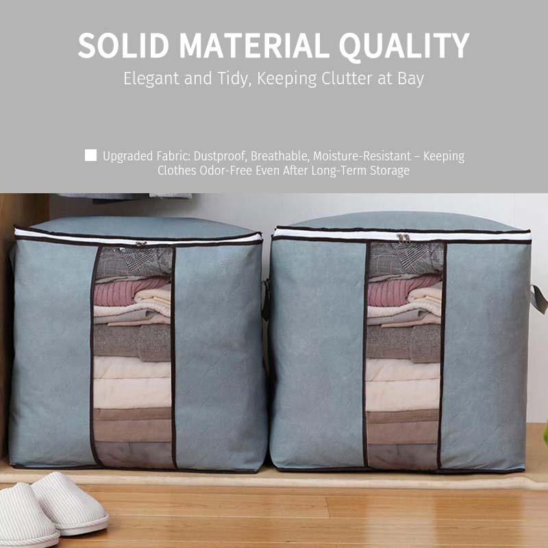 Large-capacity thickened bamboo charcoal non-woven quilt storage bag, moisture-proof and dust-proof clothing storage bag