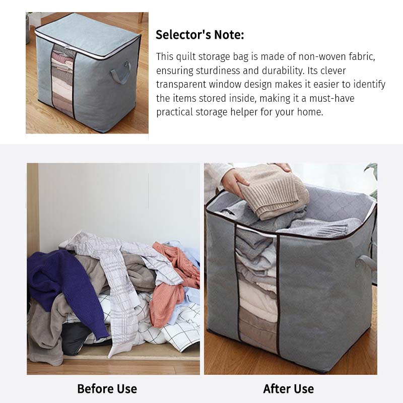 Large-capacity thickened bamboo charcoal non-woven quilt storage bag, moisture-proof and dust-proof clothing storage bag