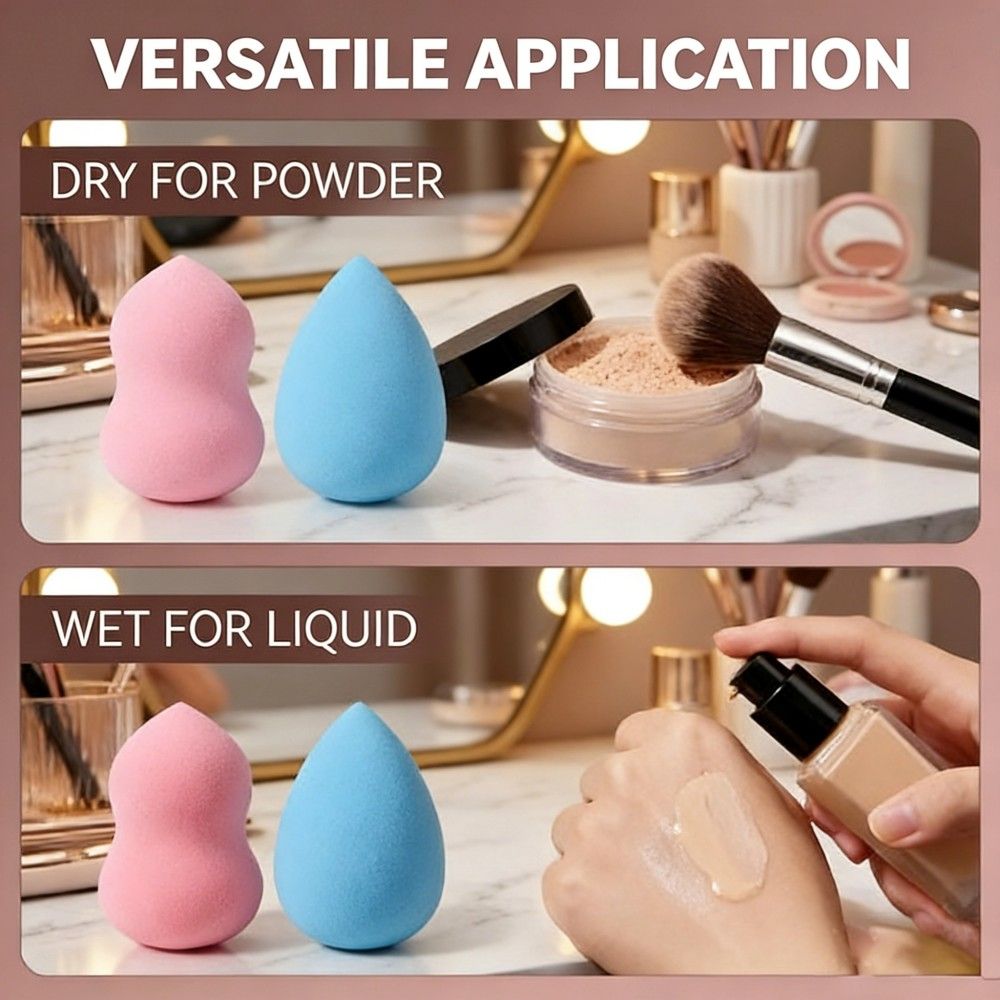 Quality Soft Beauty Makeup Sponge Set, 3 Piece Foundation Powder Puff, Professional Blending Cosmetic Sponges