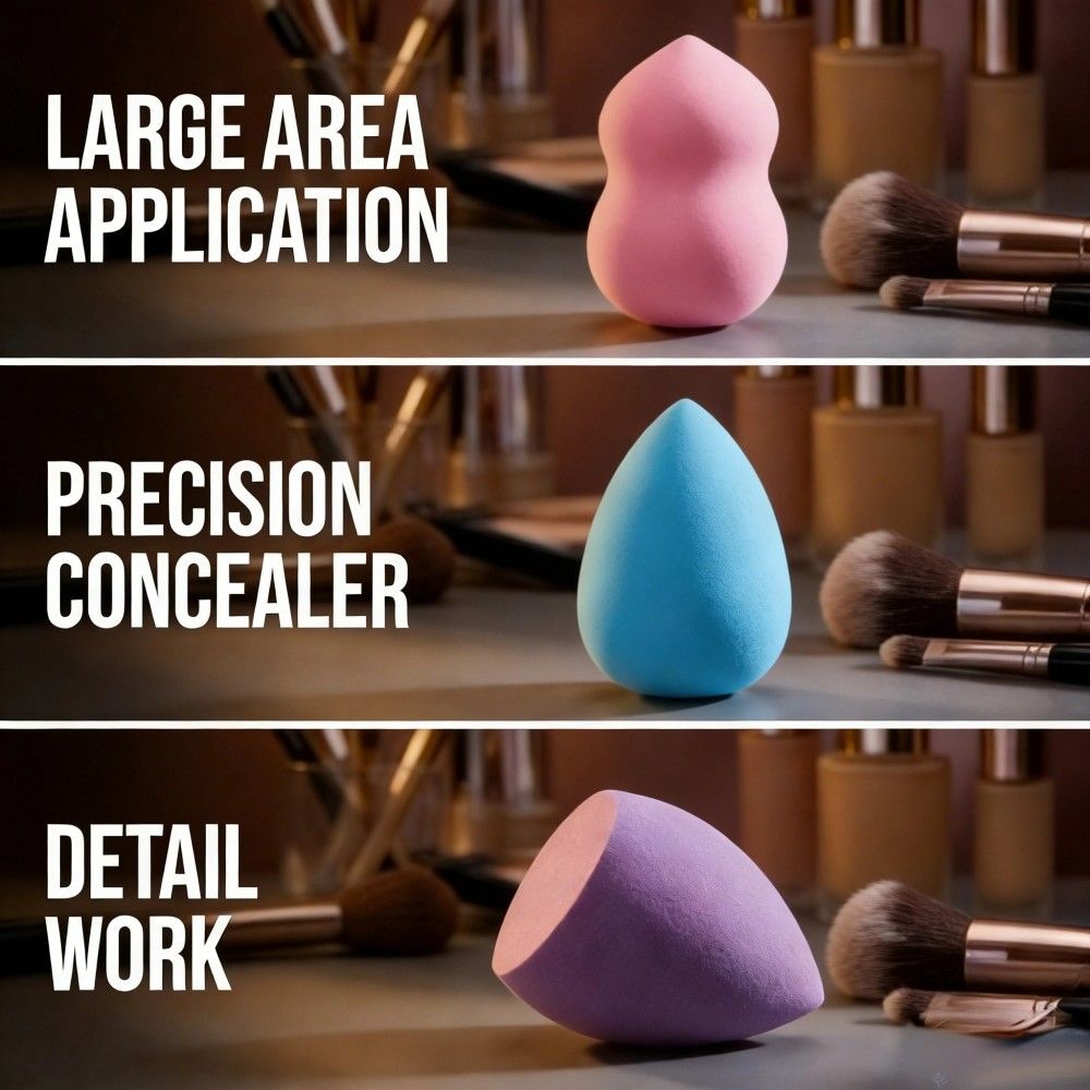 Quality Soft Beauty Makeup Sponge Set, 3 Piece Foundation Powder Puff, Professional Blending Cosmetic Sponges