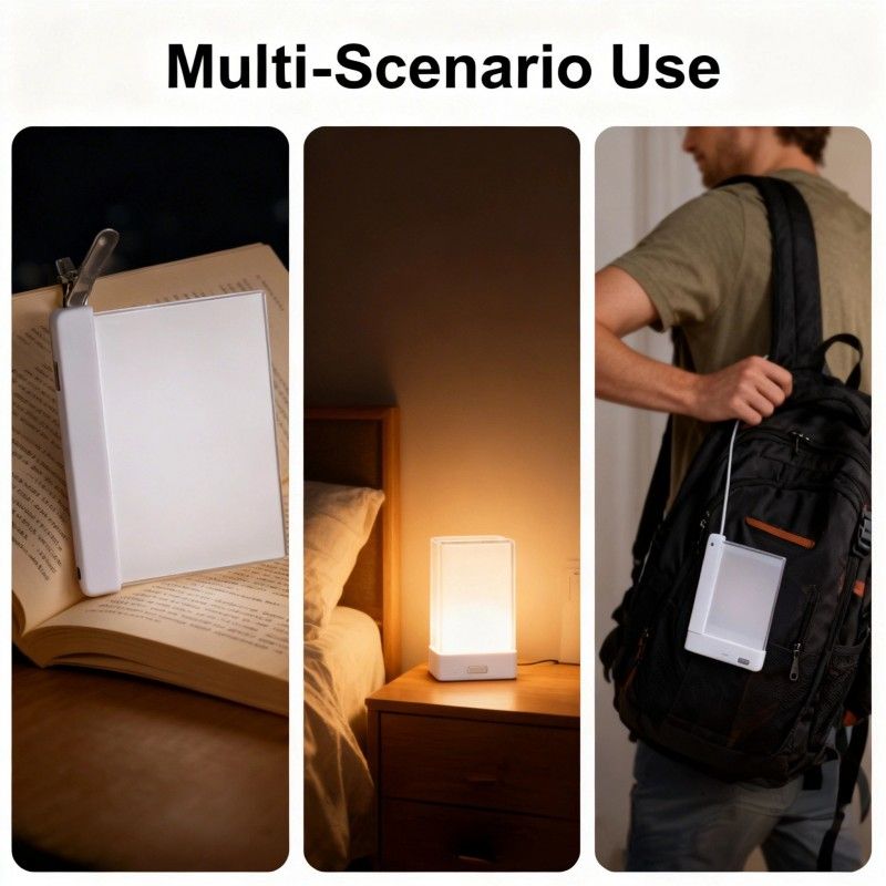 Flat Book Light Page Book Light for Reading in Bed at Night Clear LED Book Full Page Light Illuminator Panel Plate Lamp Board Wireless (White)