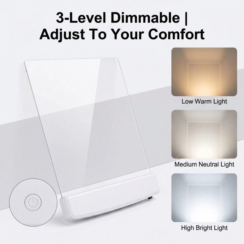 Flat Book Light Page Book Light for Reading in Bed at Night Clear LED Book Full Page Light Illuminator Panel Plate Lamp Board Wireless (White)