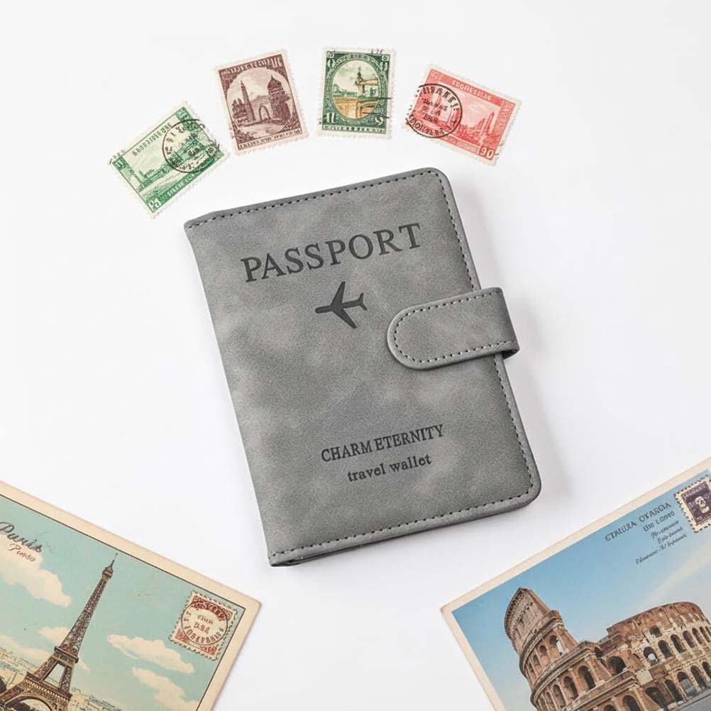 Passport Holder Cover Wallet RFID Blocking Leather Card Holder Multifunctional Case Travel Accessories for Women Men (gray)