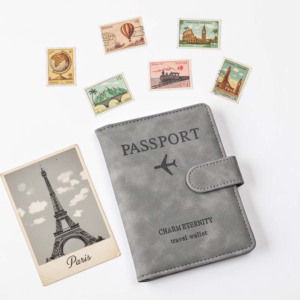 Passport Holder Cover Wallet RFID Blocking Leather Card Holder Multifunctional Case Travel Accessories for Women Men (gray)
