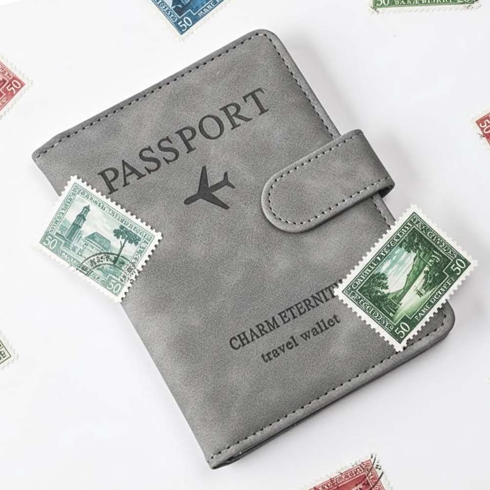 Passport Holder Cover Wallet RFID Blocking Leather Card Holder Multifunctional Case Travel Accessories for Women Men (gray)