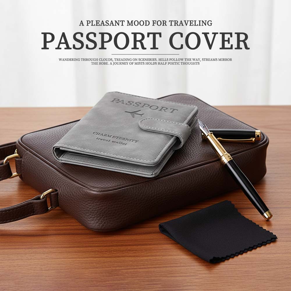 Passport Holder Cover Wallet RFID Blocking Leather Card Holder Multifunctional Case Travel Accessories for Women Men (gray)