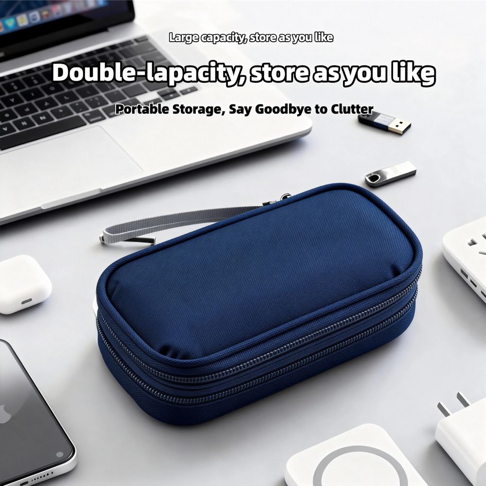 Electronic Organizer, Travel Cable Organizer Bag Pouch Electronic Accessories Carry Case Portable Waterproof Double Layers All-in-One Storage Bag for Cable, Cord, Charger, Phone