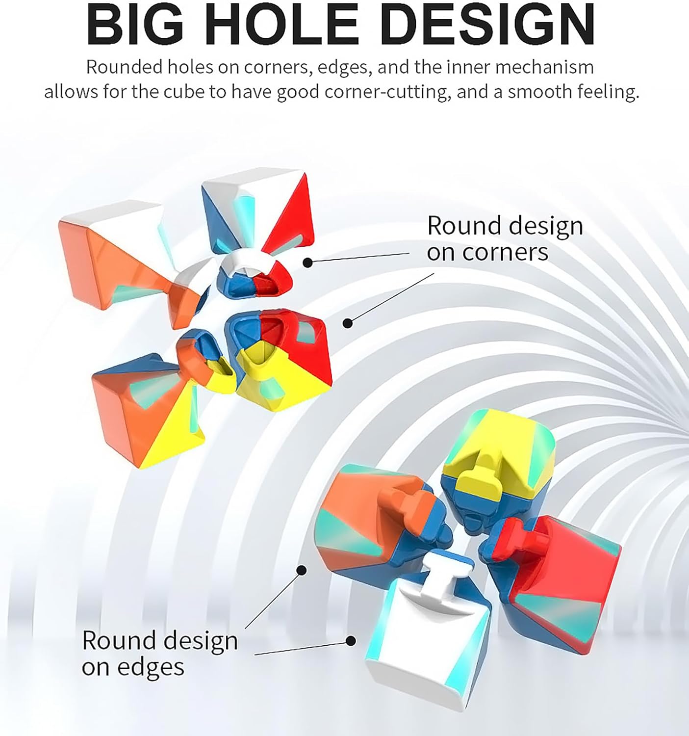 Speed Cube 3x3x3 , Stickerless Magic Cube 3x3, Fast Smooth Turning Vivid Colour 3D Puzzle Brain Toy Travel Games, Turns Quicker Than Original