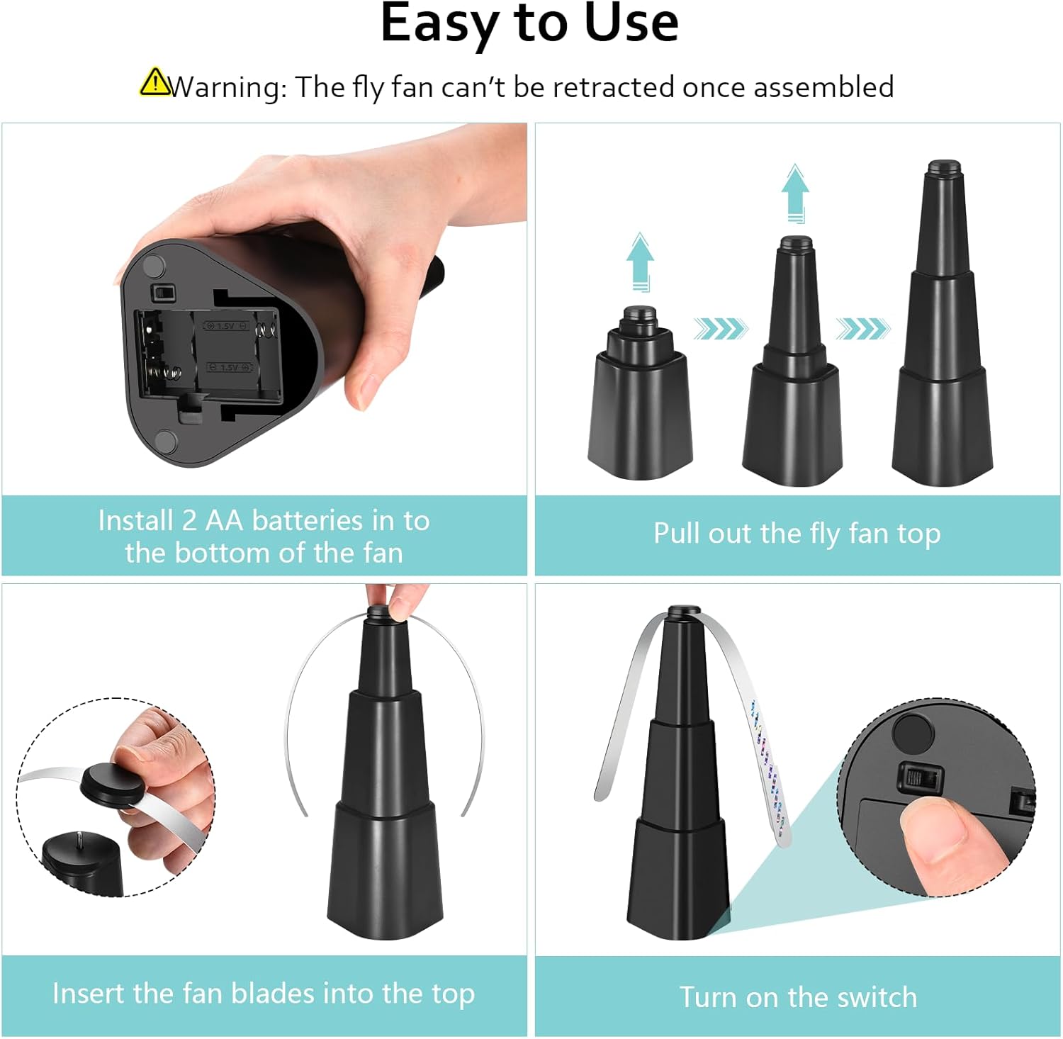 Fly Fans for Tables, Fly Fan Outdoor Indoor Keep Flies Away, Table Top Spinner with Holographic Blades, Flies Deterrent for Picnic, Restaurant, Party, Home, BBQ