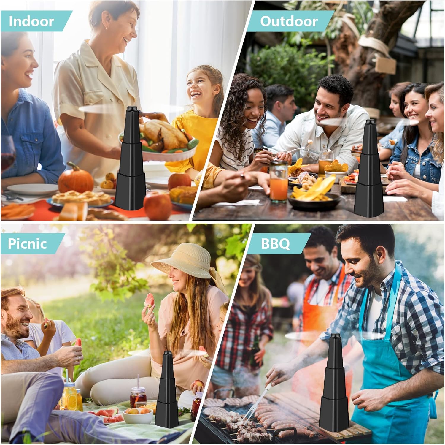 Fly Fans for Tables, Fly Fan Outdoor Indoor Keep Flies Away, Table Top Spinner with Holographic Blades, Flies Deterrent for Picnic, Restaurant, Party, Home, BBQ