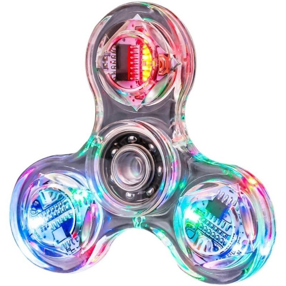 Crystal LED luminous fingertip gyro variable speed flashing hand-turned gyro children adult decompression toy birthday gift