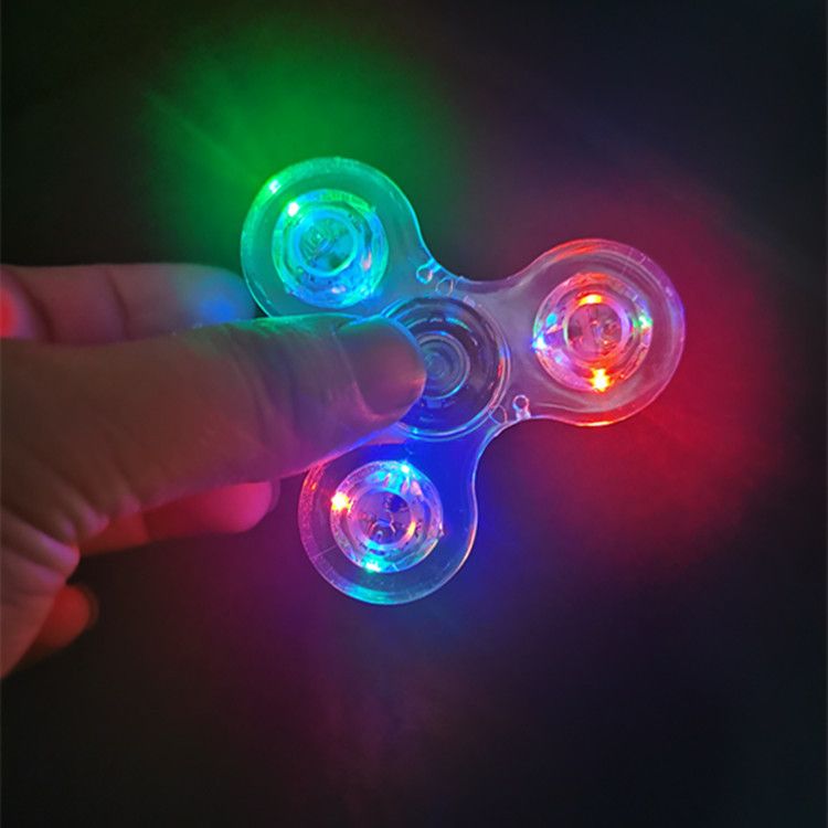 Crystal LED luminous fingertip gyro variable speed flashing hand-turned gyro children adult decompression toy birthday gift