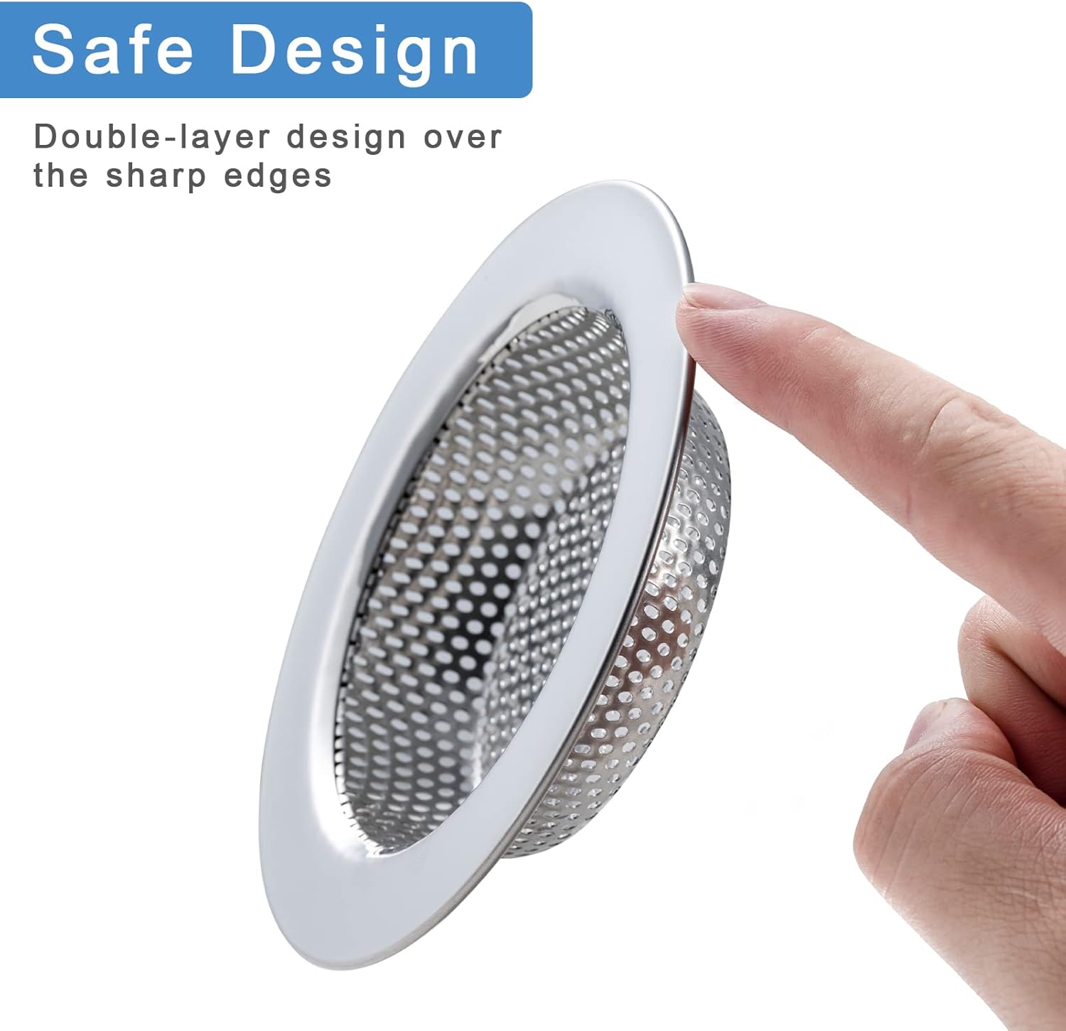 2 Pcs Sink Strainer for Most Kitchen Sink Drain Basket, Upgraded Double-Layer Safe Design Kitchen Sink Strainer