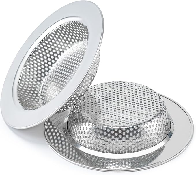 2 Pcs Sink Strainer for Most Kitchen Sink Drain Basket, Upgraded Double-Layer Safe Design Kitchen Sink Strainer