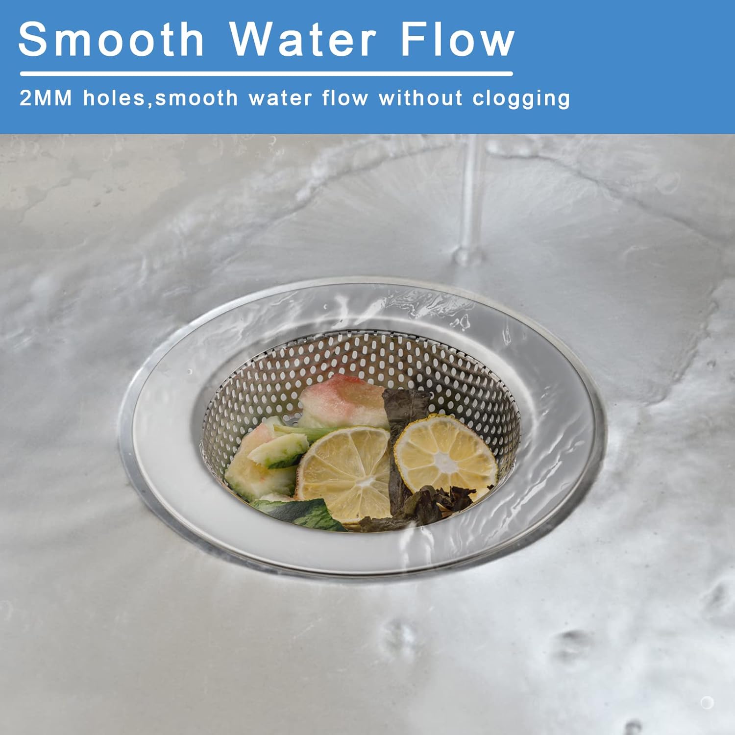 2 Pcs Sink Strainer for Most Kitchen Sink Drain Basket, Upgraded Double-Layer Safe Design Kitchen Sink Strainer