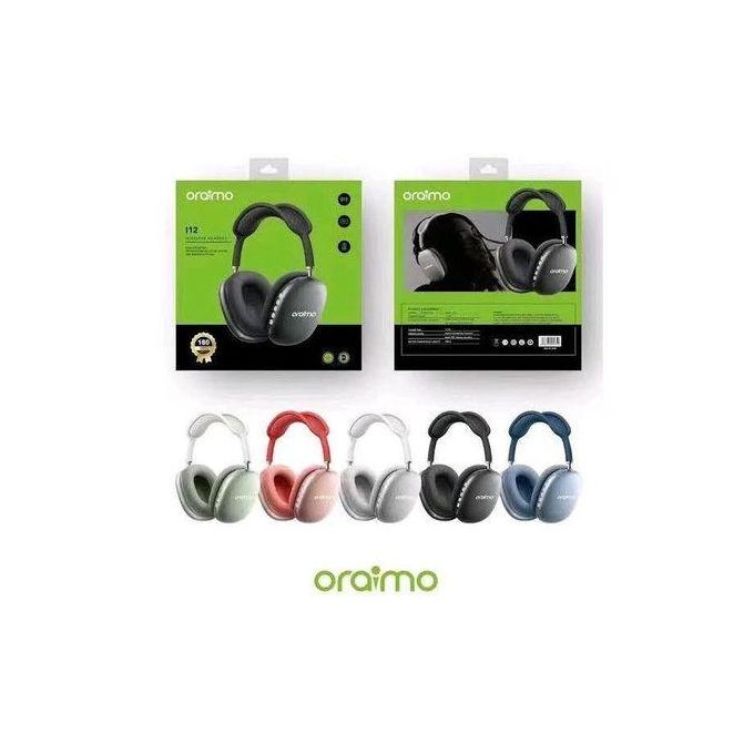 Oraimo I12 Wireless Bluetooth Headphones Pure Bass Stereo Foldable Headset with Mic TF Card AUX Noise Reduction Over-Ear Headphones