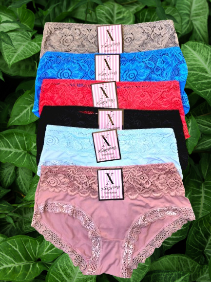 !!!🔥6pcs  New Arrival Floral Lace Cotton Blend Panties – Women’s Soft Breathable Sexy Laced Underwear, Comfortable Everyday Fit