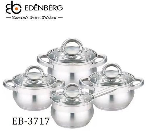 Edenberg 8PC Stainless Steel Cookware Set – Turbo Induction Base (EB-3717)
