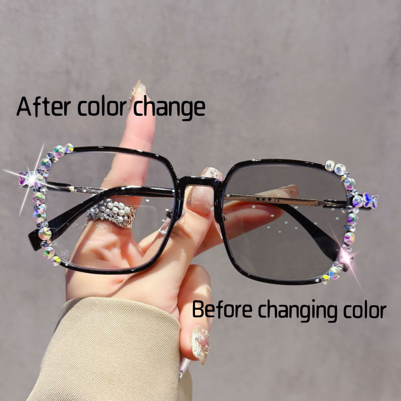 New Outdoor Glasses Color Changing Glasses Women Eyewear Frame Glasses Luxury Square Men Fashion Eyewear