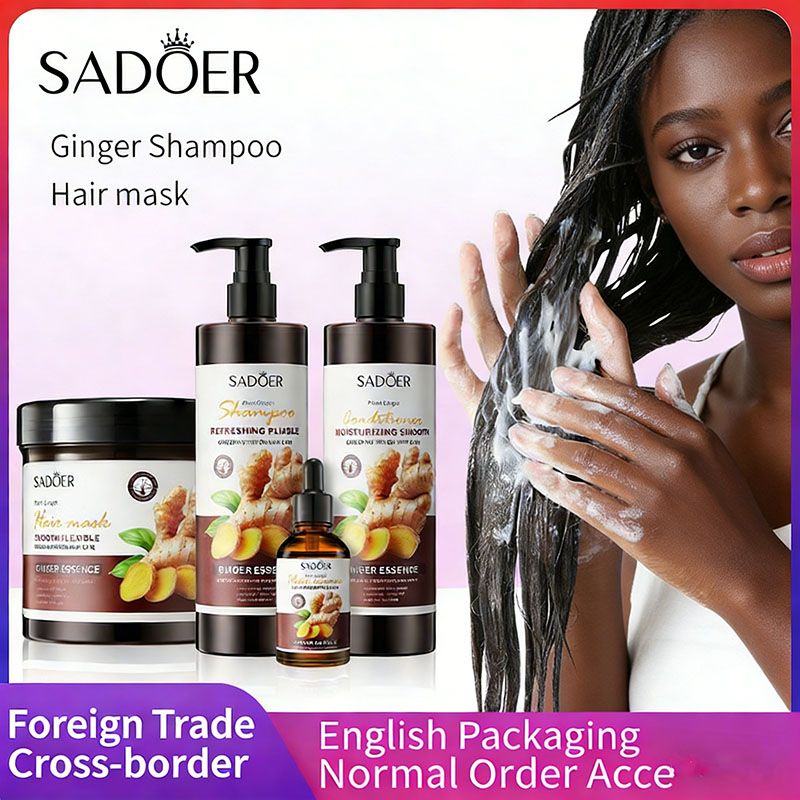 SADOER Ginger Extract Luxury Hair Repair Kit (4 Pieces) - Shampoo, Conditioner, Hair Mask & Treatment Serum  Fights Dryness & Split Ends, Boosts Hair Elasticity & Luster