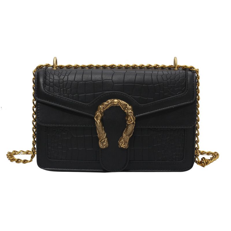 Women Sling Bag Luxury Crocodile Embossed Medium Size Large Capacity PU Casual Square Handbag Lady Bag for Daily Use